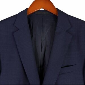 HUGO BOSS Huge4/Genius3 Navy Blue Micro-Check Virgin Wool Suit Jacket Blazer 38R